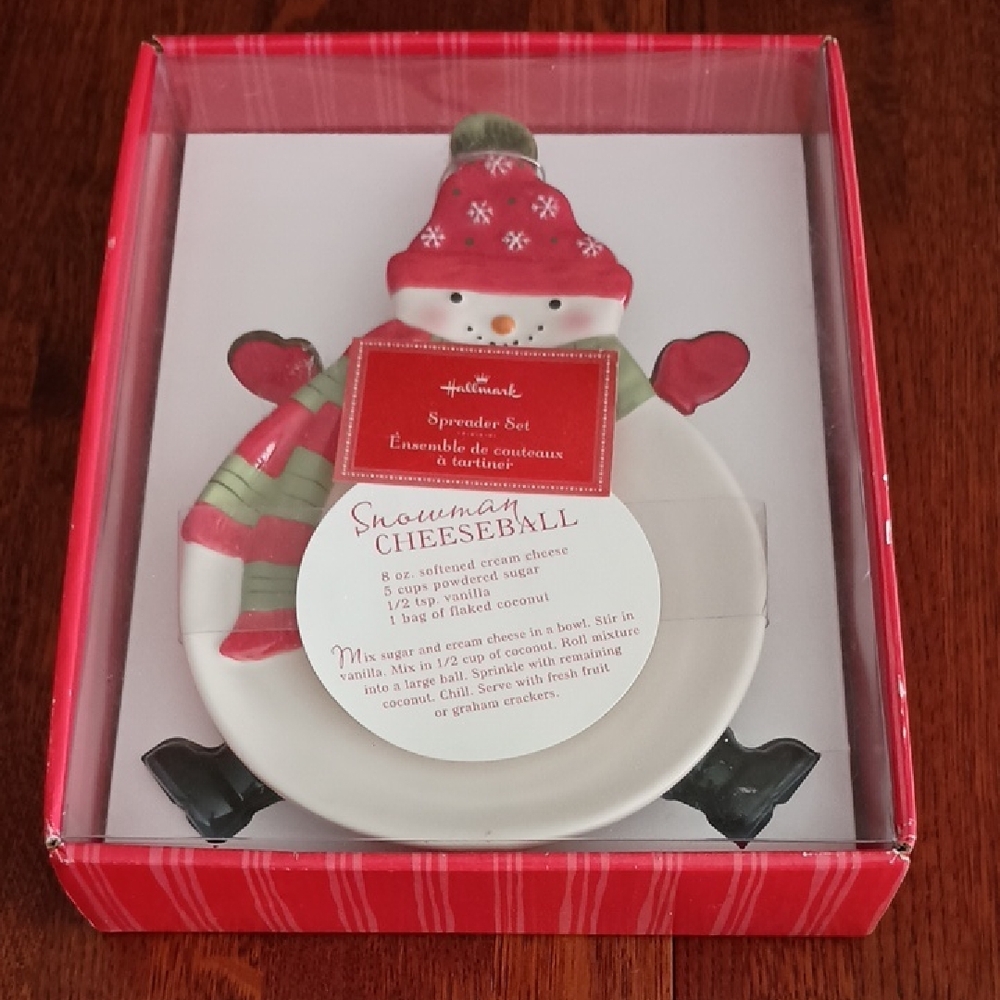Nwt Hallmark Ceramic Snowman Spreader Set c200